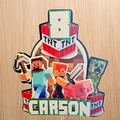 Minecraft Cake Topper | Custom Name & Age Birthday Decoration