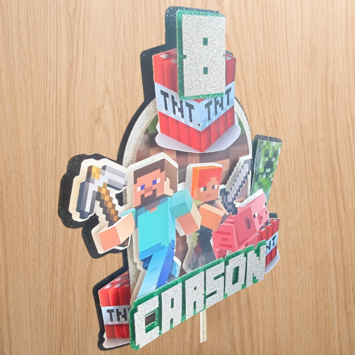 Minecraft Cake Topper | Custom Name & Age Birthday Decoration