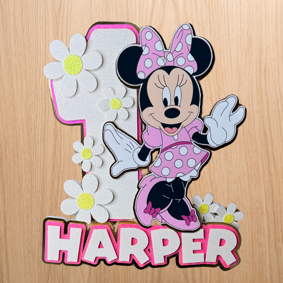 Minnie Mouse Cake Topper | Personalised Name & Age