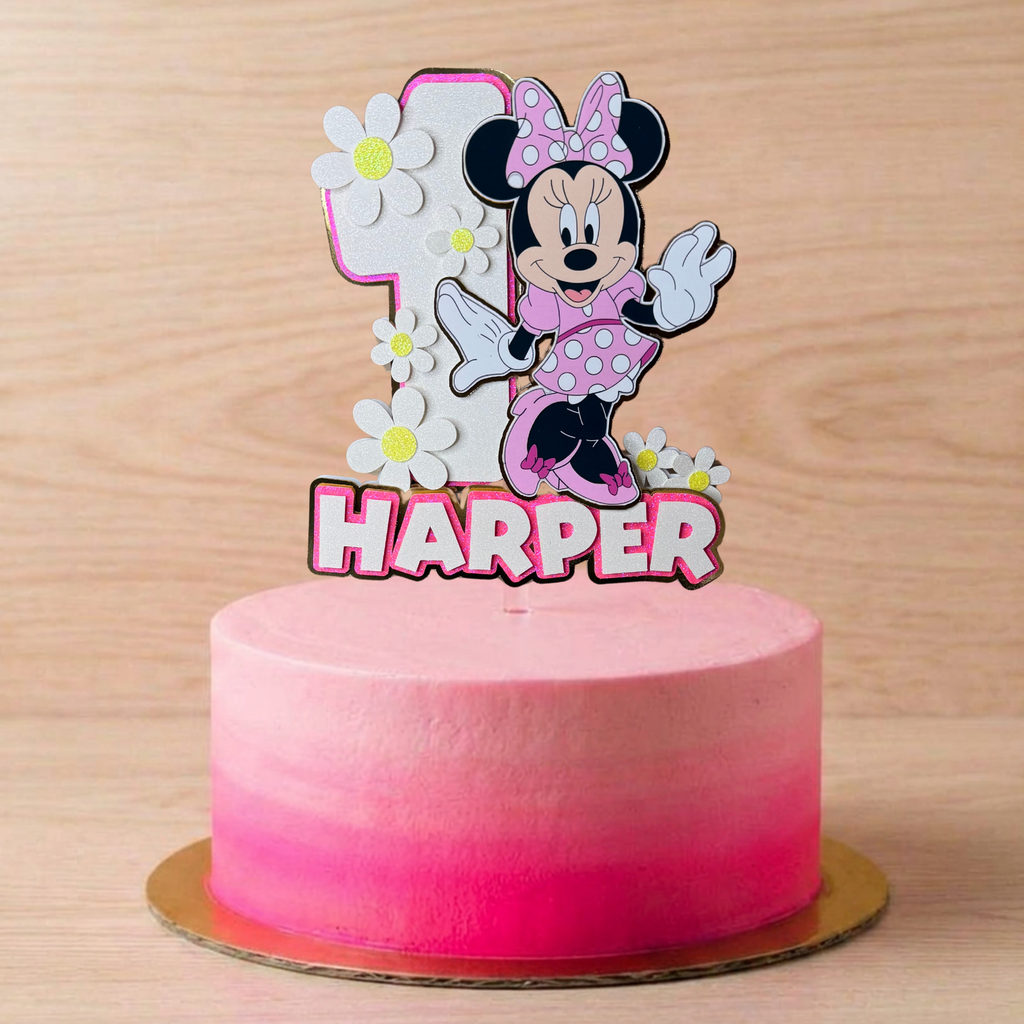 Minnie Mouse Cake Topper | Personalised Name & Age