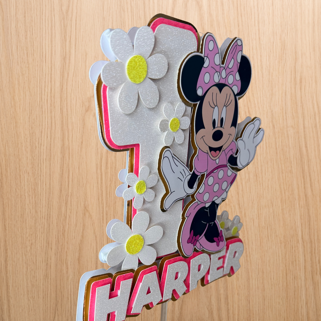 Minnie Mouse Cake Topper | Personalised Name & Age