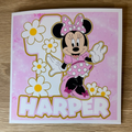 Minnie Mouse Personalised Birthday Card – Pink Daisy – Name & Age