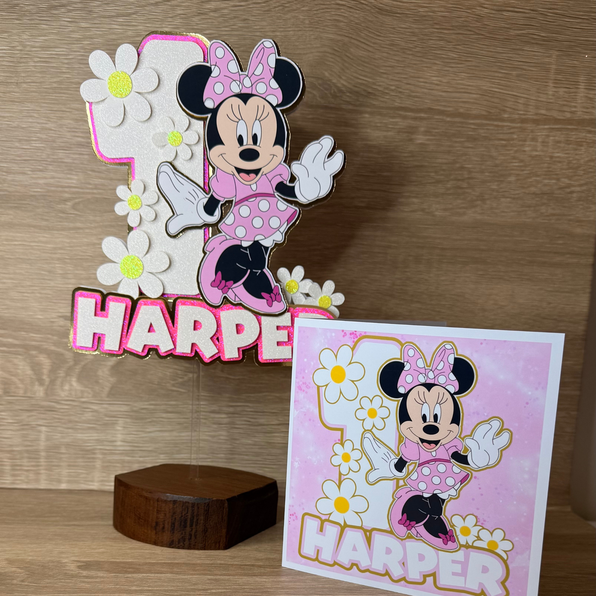 Minnie Mouse Cake Topper | Personalised Name & Age