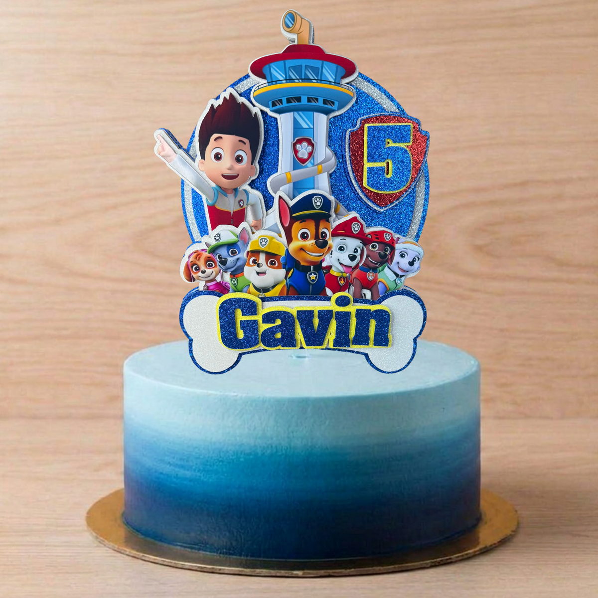 Paw Patrol Cake Topper | Custom Name & Age Birthday Decoration