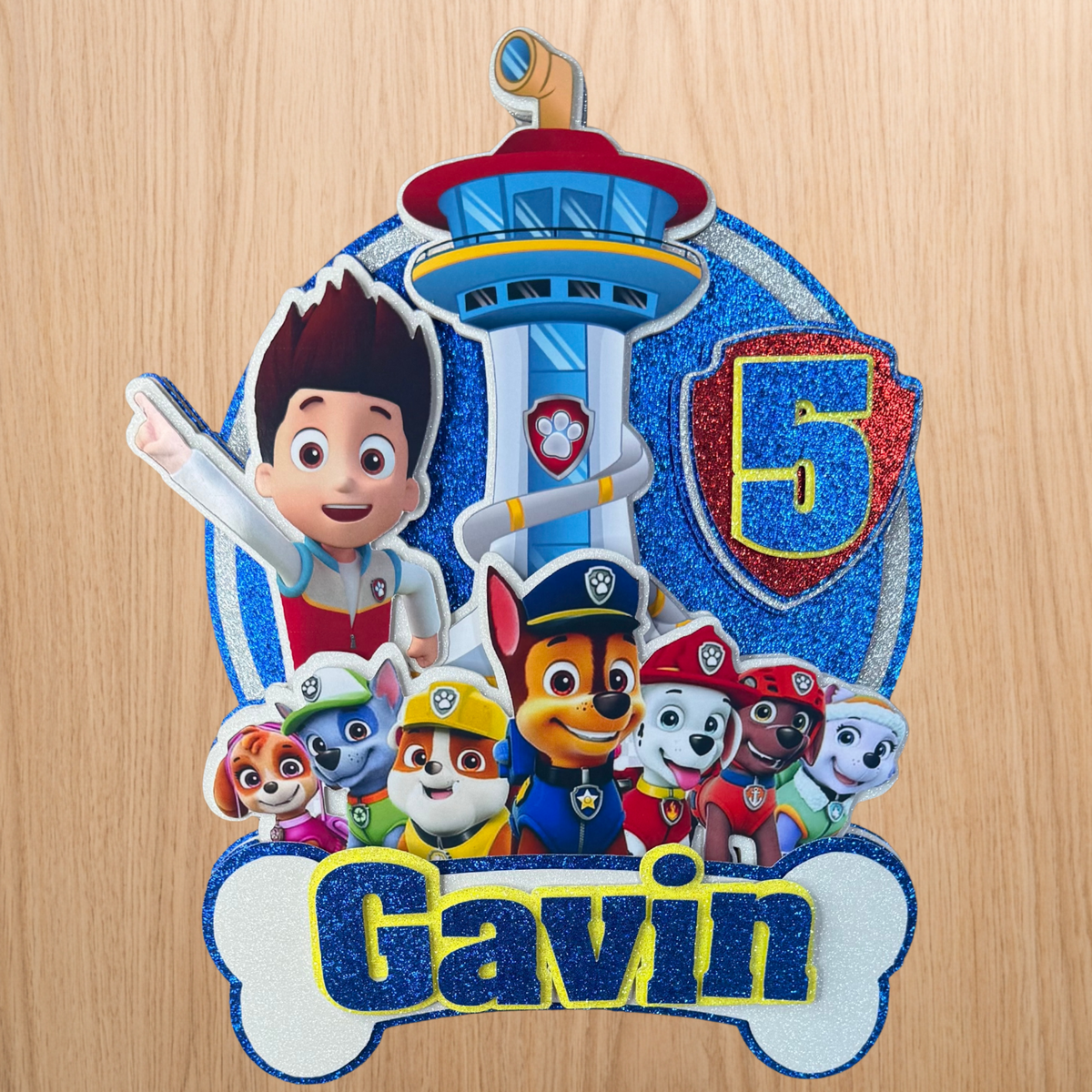 Paw Patrol Cake Topper | Custom Name & Age Birthday Decoration