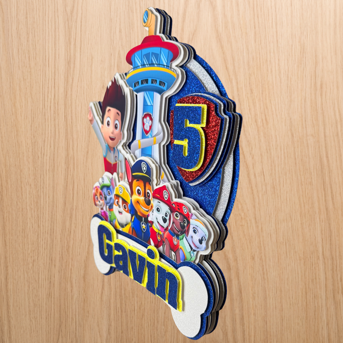 Paw Patrol Cake Topper | Custom Name & Age Birthday Decoration