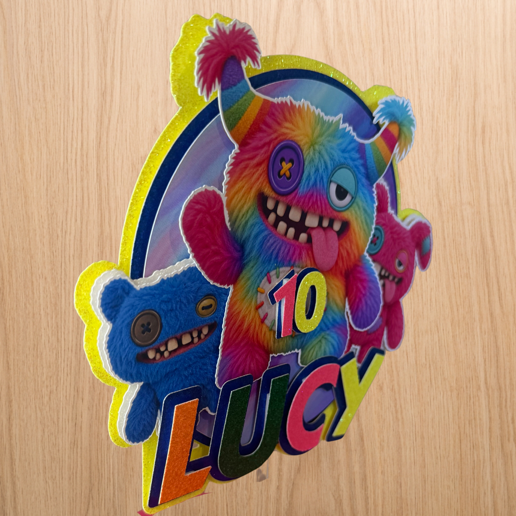 Fuggler Inspired Personalised Birthday Cake Topper