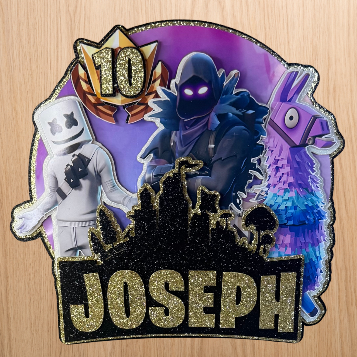 Fortnite Inspired Personalised Birthday Cake Topper