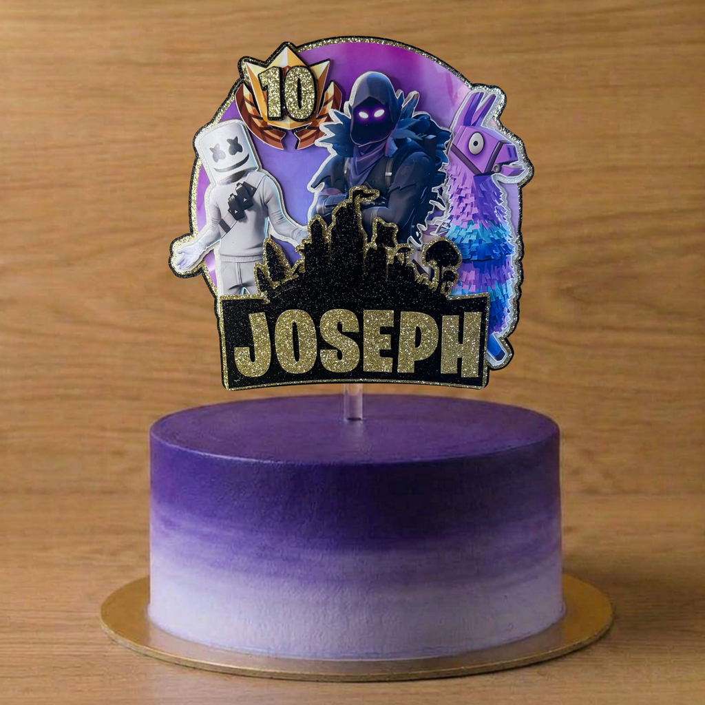 Fortnite Inspired Personalised Birthday Cake Topper