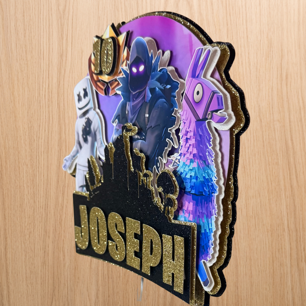 Fortnite Inspired Personalised Birthday Cake Topper