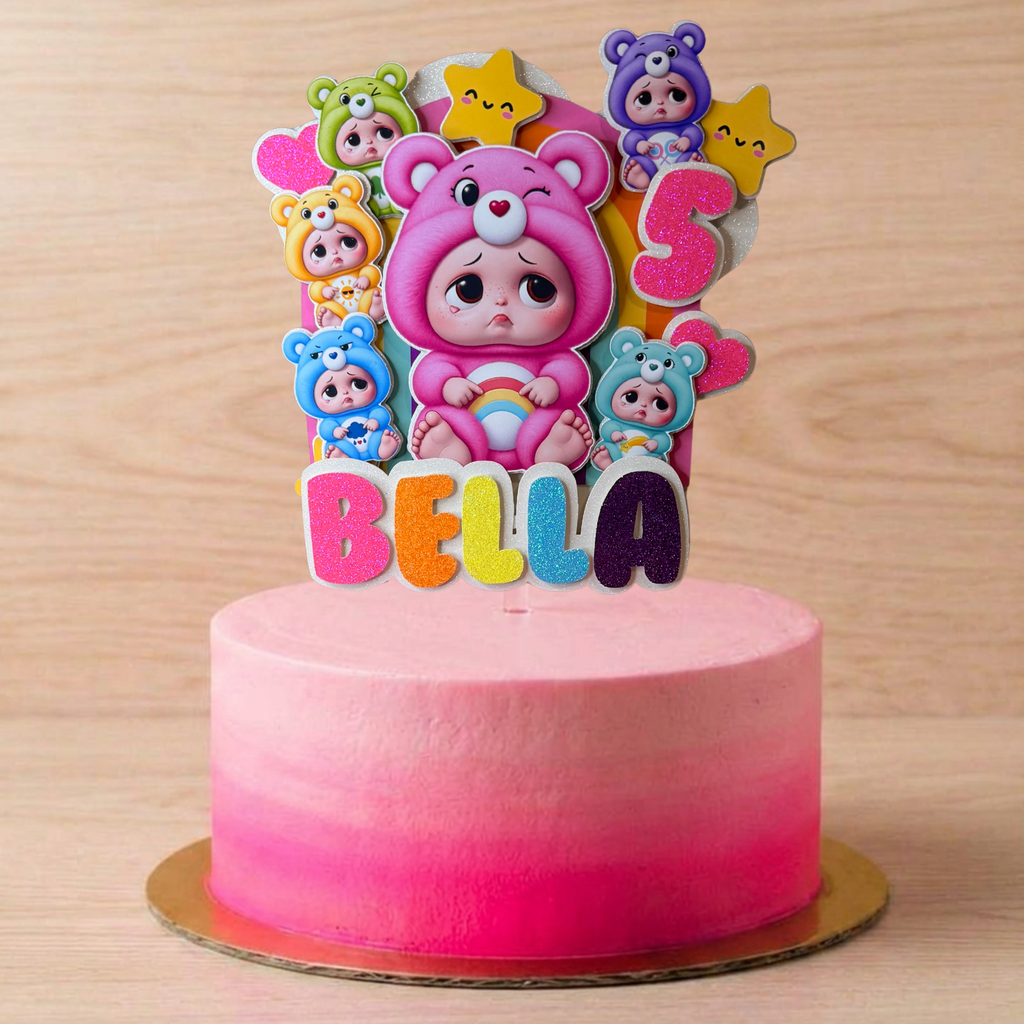 Sad Baby Care Bears Inspired Personalised Birthday Cake Topper
