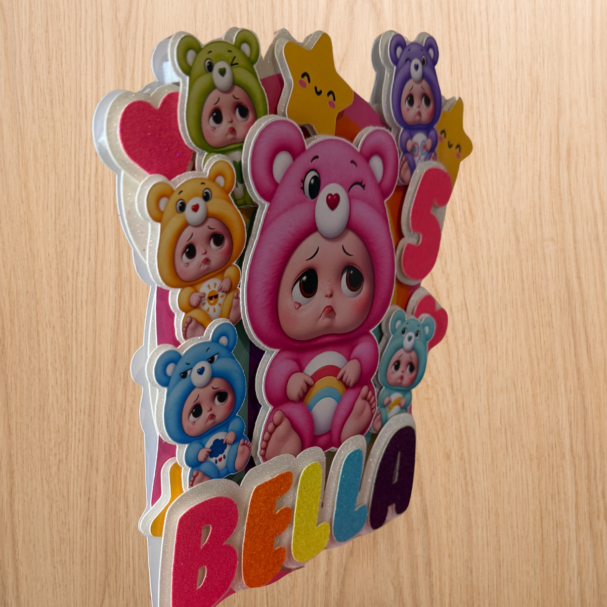 Sad Baby Care Bears Inspired Personalised Birthday Cake Topper