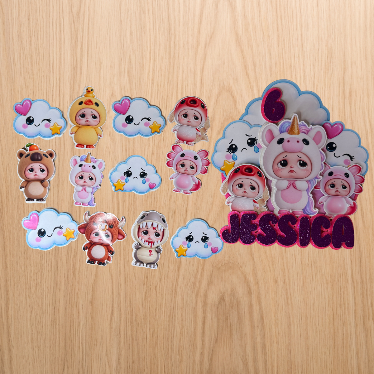 Sad Baby Unicorn Inspired Personalised Birthday Cake Topper