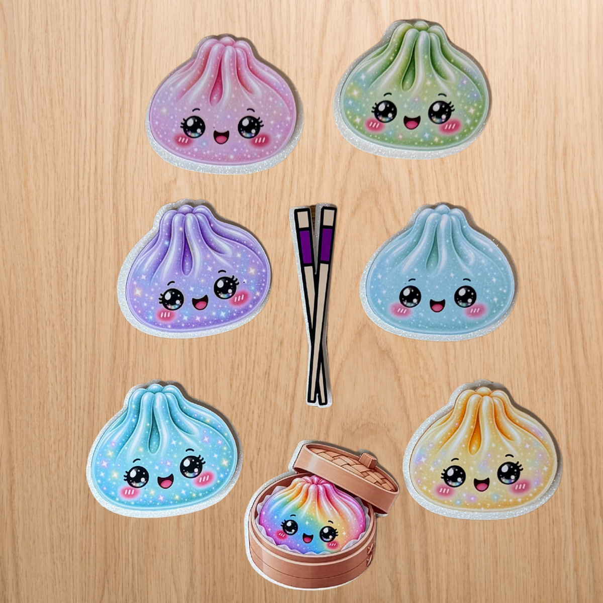 Kawaii Dumpling Shaker Cake Topper | Personalised Name & Age Birthday Decoration
