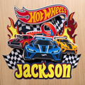 Hot Wheels Personalised Cake Topper – Racing Cars & Flames