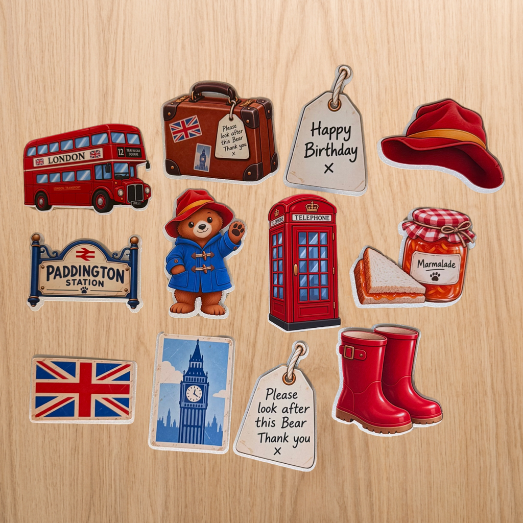 Paddington Bear Cupcake Toppers – Set of 12 London Party Toppers