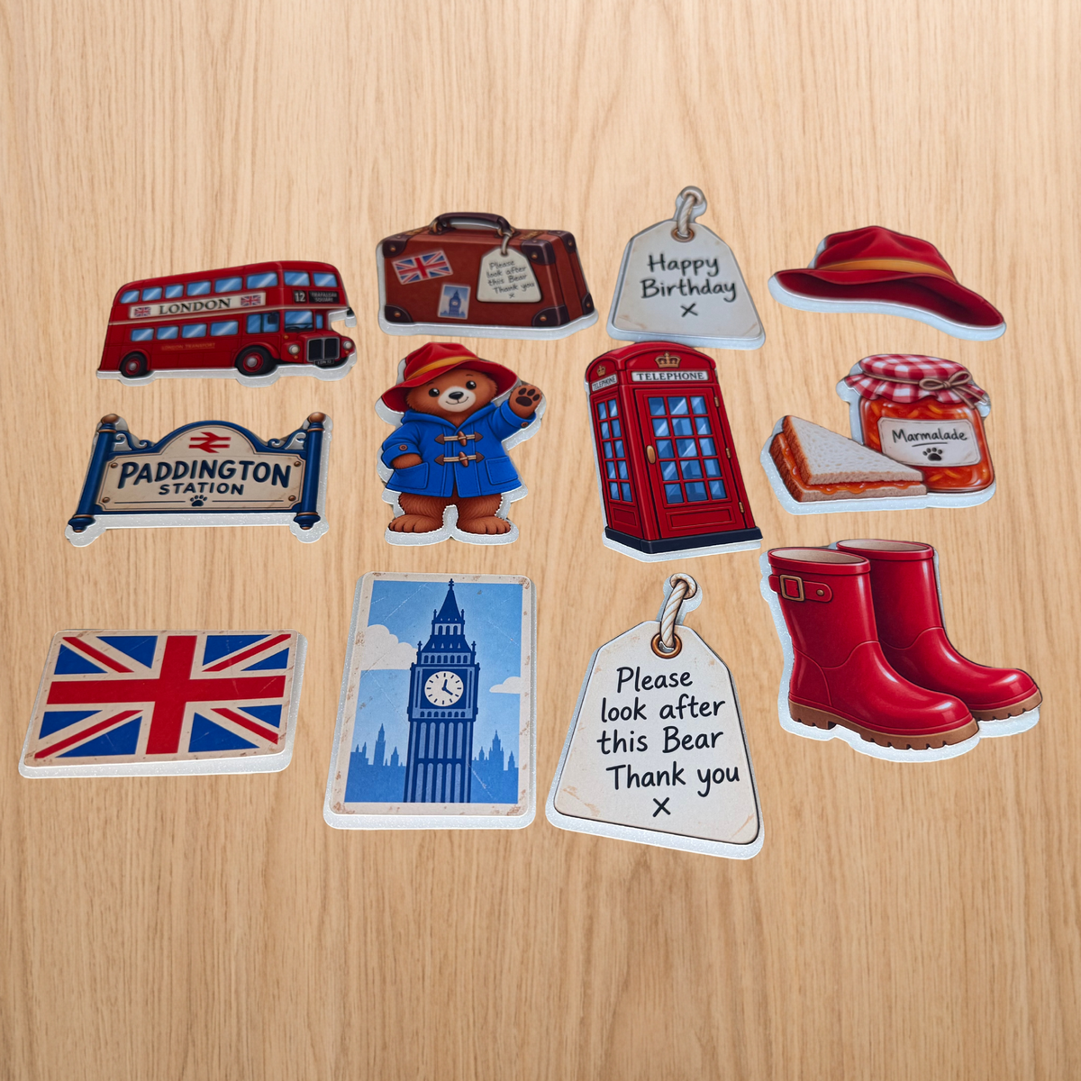 Paddington Bear Cupcake Toppers – Set of 12 London Party Toppers