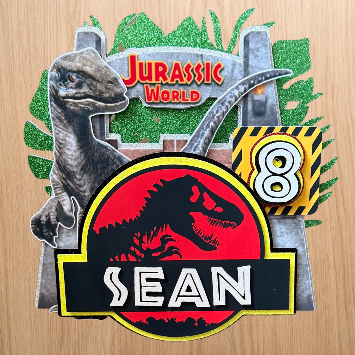 Jurassic World Dinosaur Cake Topper – Personalised Name & Age