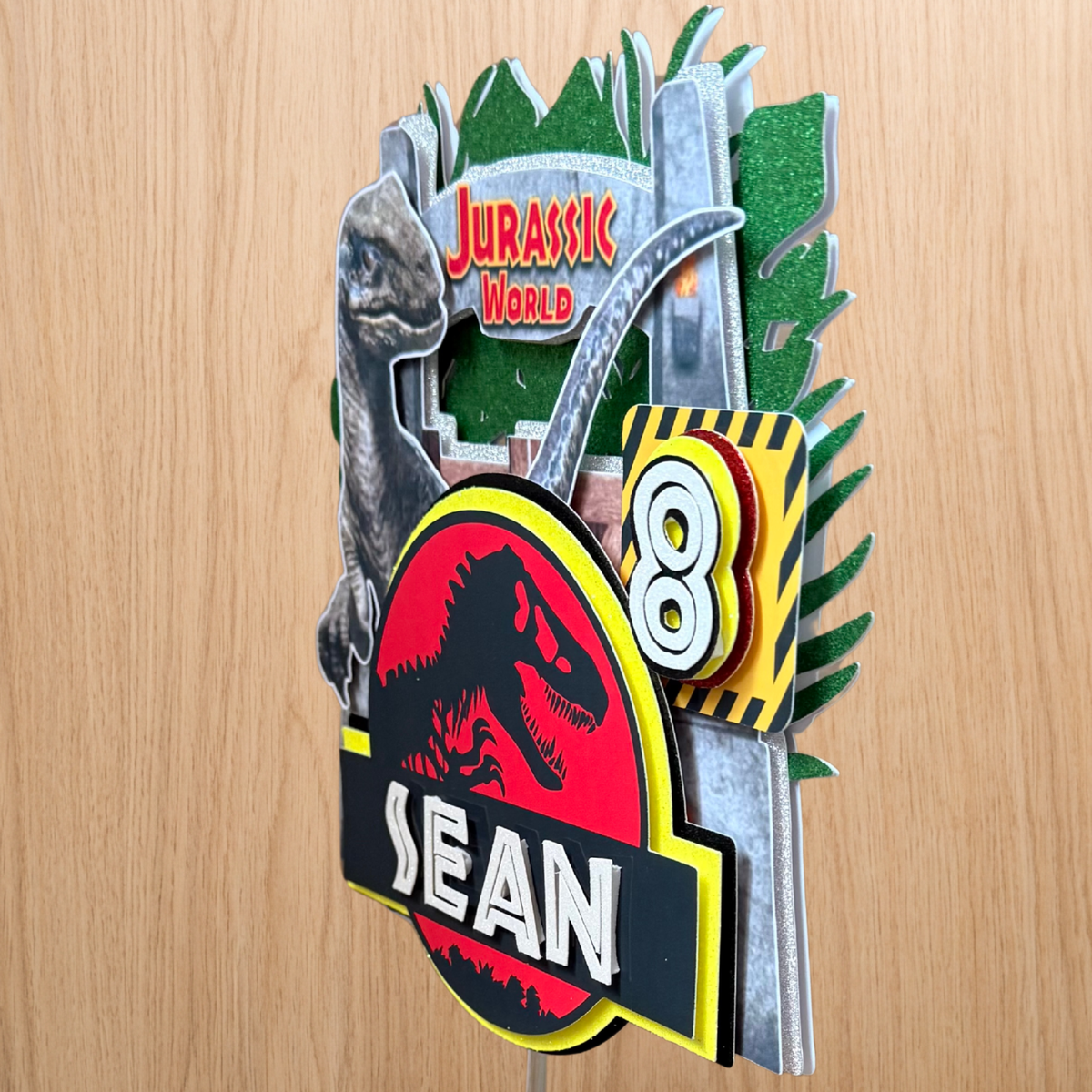 Jurassic World Dinosaur Cake Topper – Personalised Name & Age
