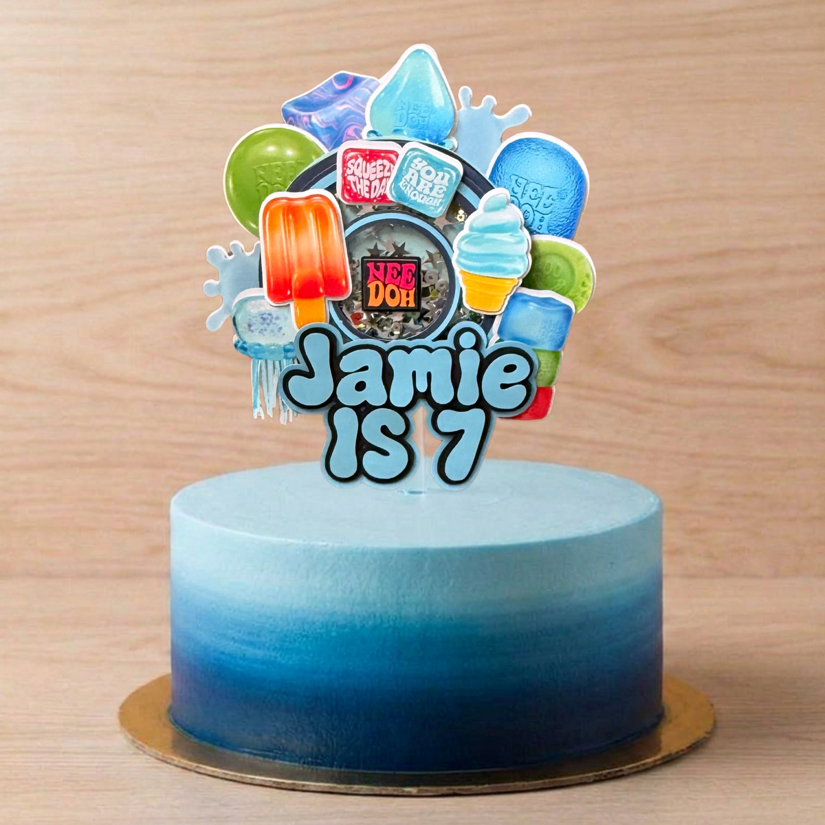 NeeDoh Inspired Cake Topper | Custom Name & Age Birthday Decoration