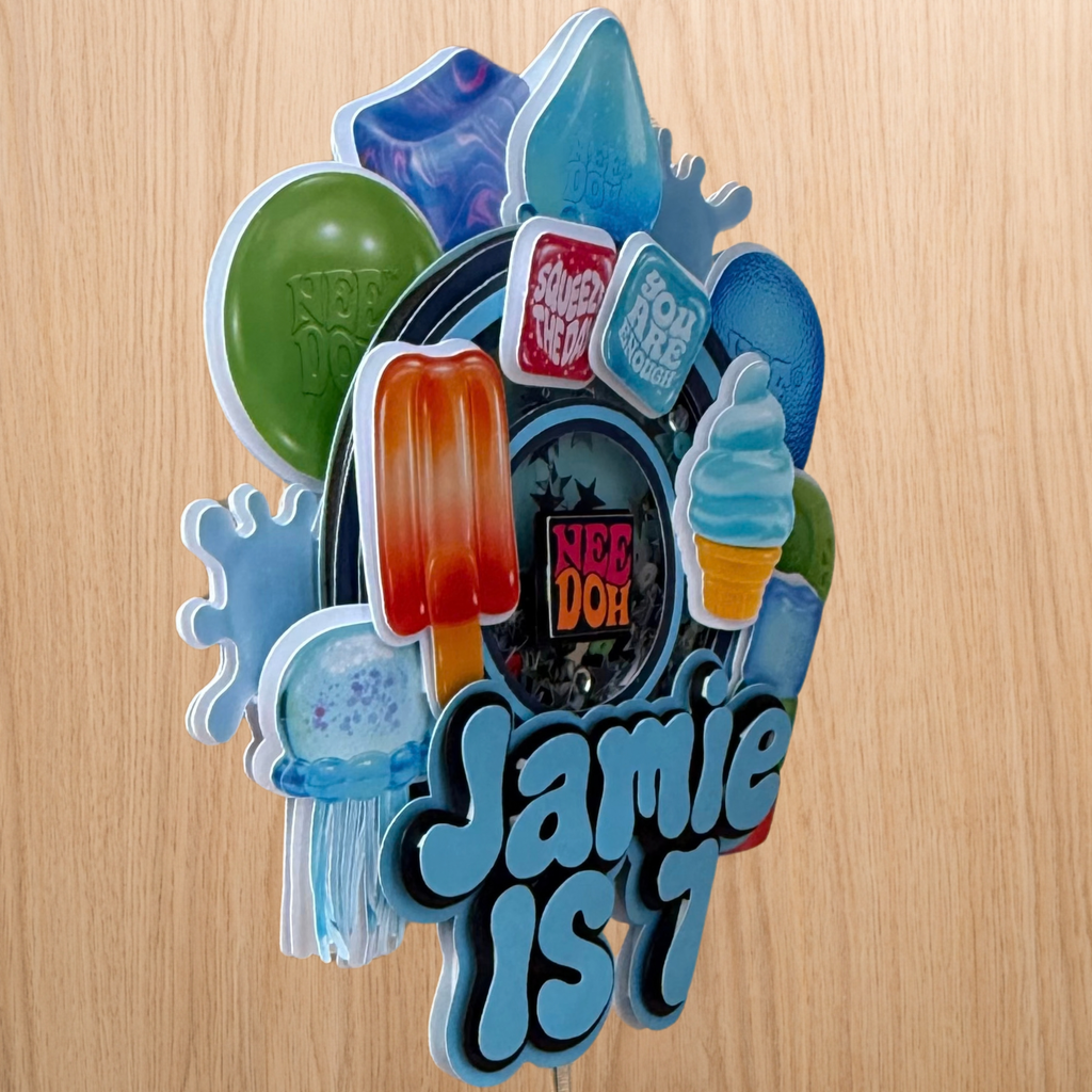 NeeDoh Inspired Cake Topper | Custom Name & Age Birthday Decoration