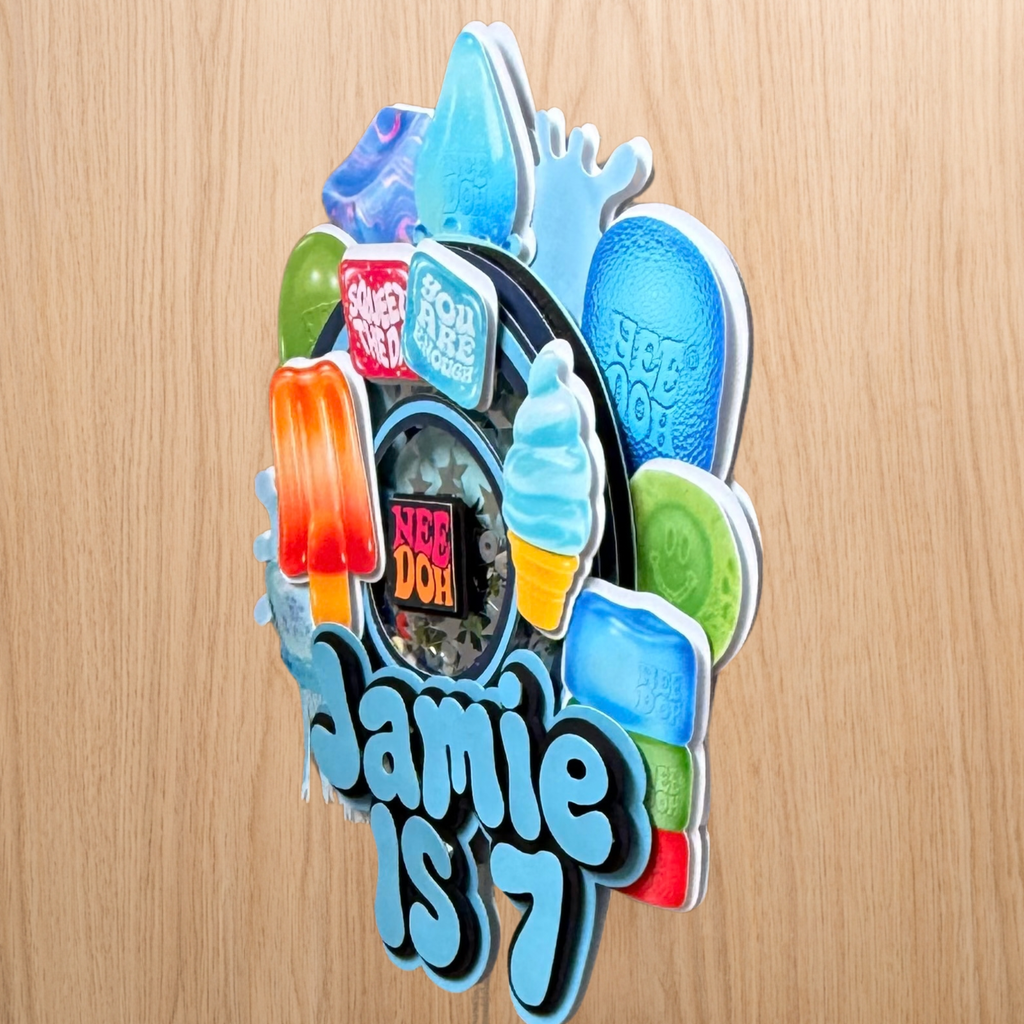 NeeDoh Inspired Cake Topper | Custom Name & Age Birthday Decoration