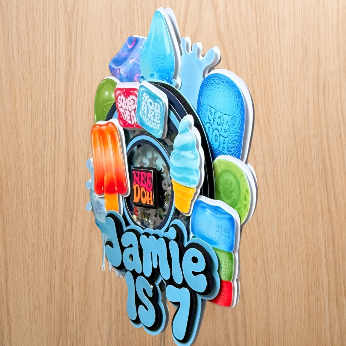 NeeDoh Inspired Cake Topper | Custom Name & Age Birthday Decoration