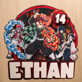 Demon Slayer Cake Topper – Personalised Tanjiro Name & Age Birthday Decoration