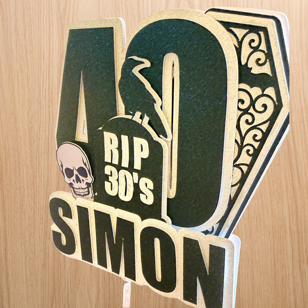 RIP Birthday Cake Topper | Personalised 30th, 40th & 50th Birthday | Complete Party Set