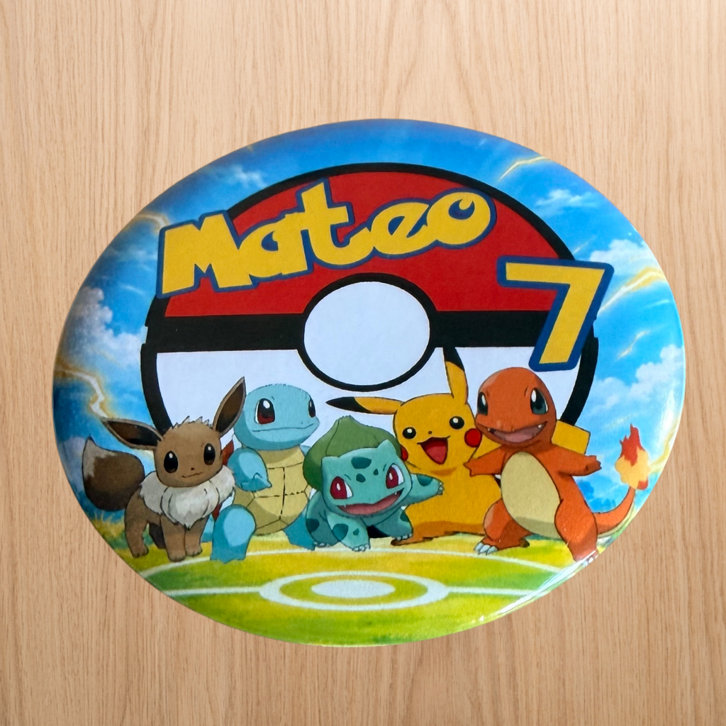 Pokémon – Matching Personalised Birthday Badge 58mm