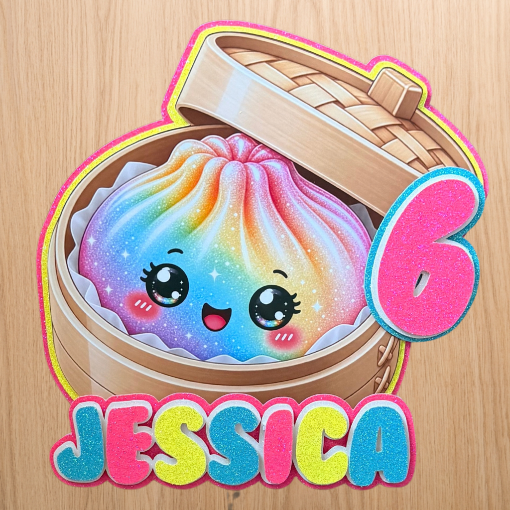 Kawaii Dumpling  Squishy Cake Topper – Personalised Name & Age