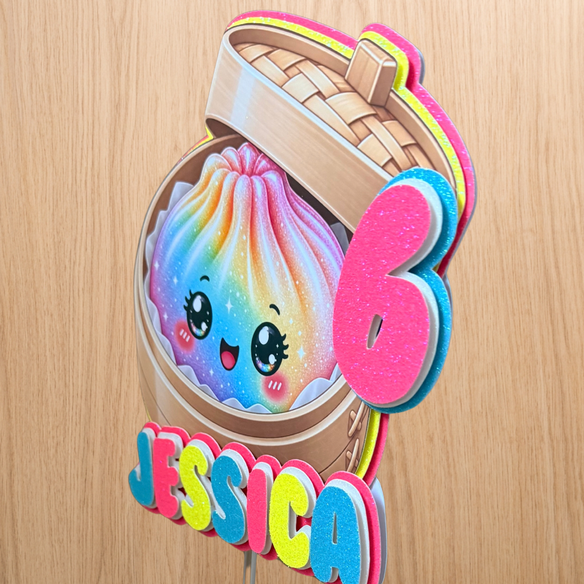 Kawaii Dumpling  Squishy Cake Topper – Personalised Name & Age