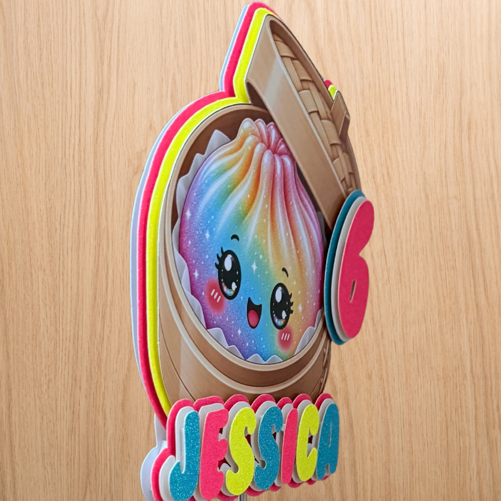 Kawaii Dumpling  Squishy Cake Topper – Personalised Name & Age