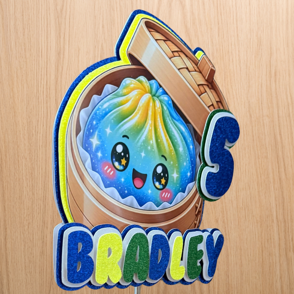 Kawaii Dumpling  Squishy Cake Topper – Personalised Name & Age