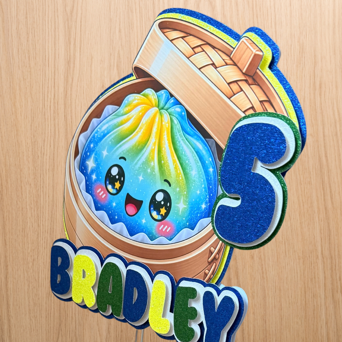 Kawaii Dumpling  Squishy Cake Topper – Personalised Name & Age