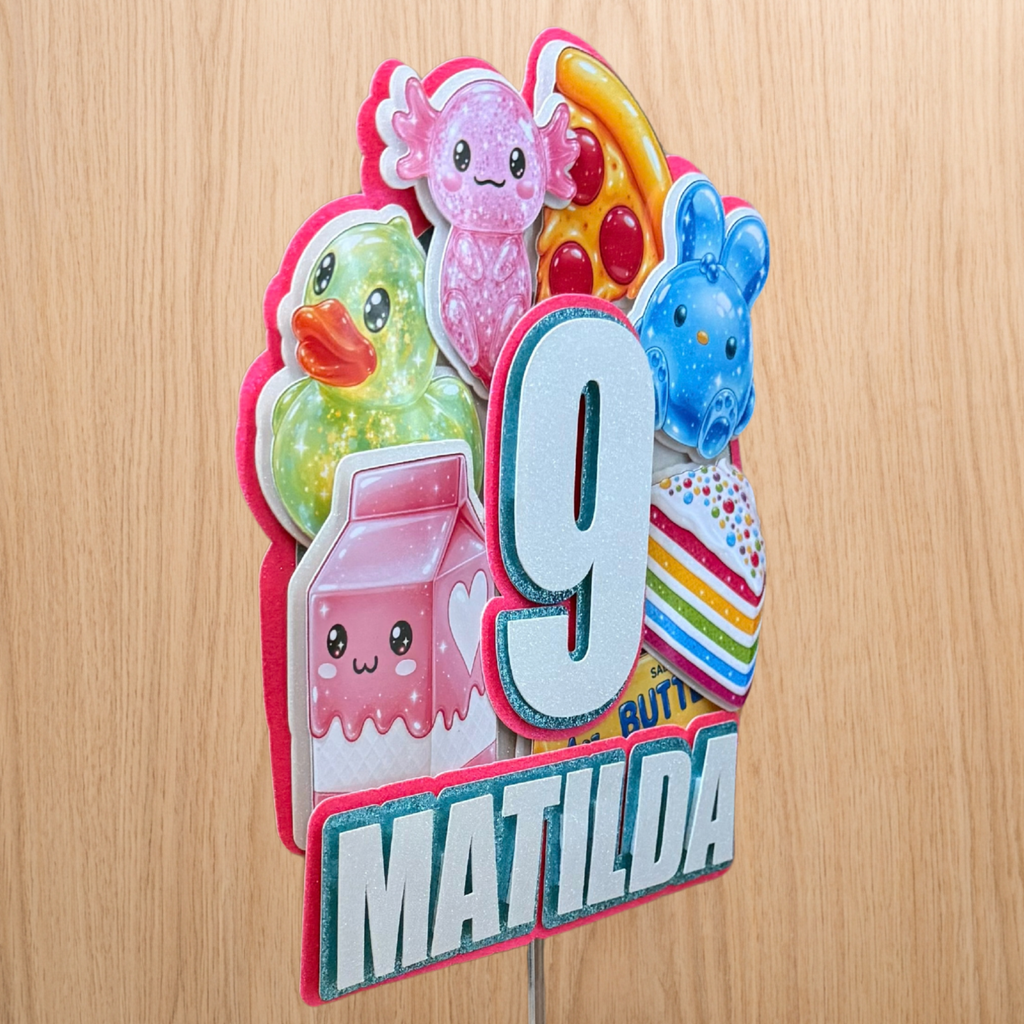 Kawaii Squishes Cake Topper – Personalised Name & Age