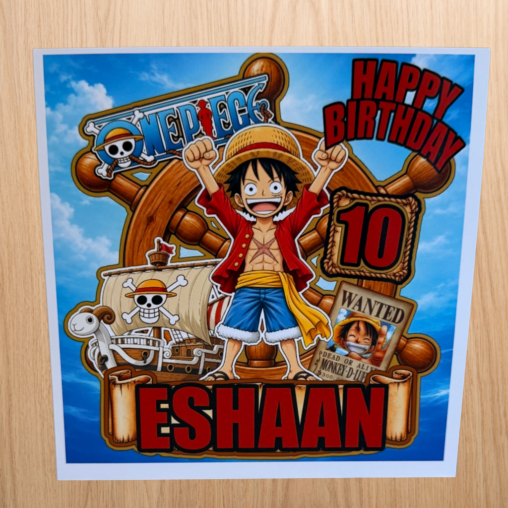 One Piece Personalised Birthday Card | Name & Age