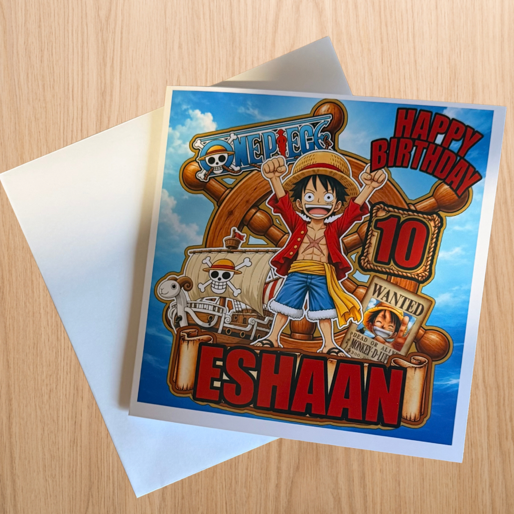 One Piece Personalised Birthday Card | Name & Age