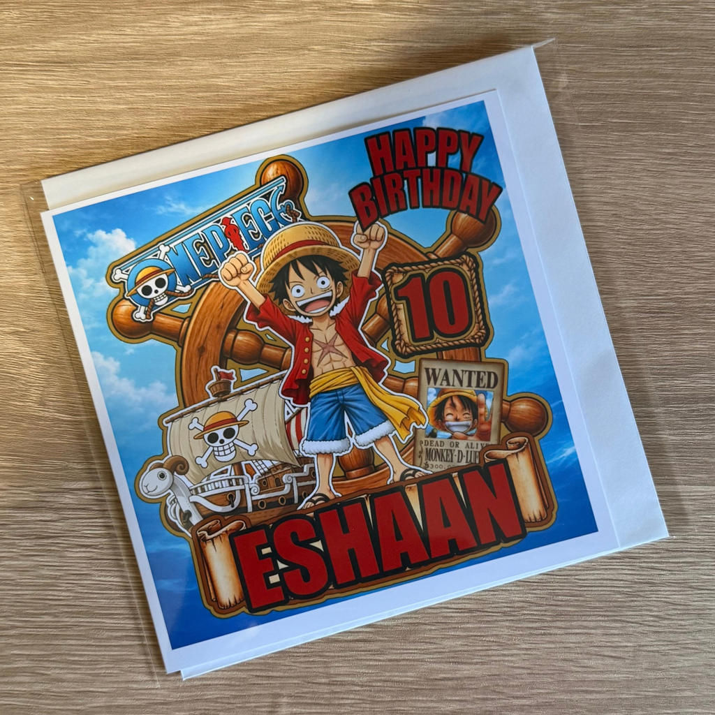 One Piece Personalised Birthday Card | Name & Age