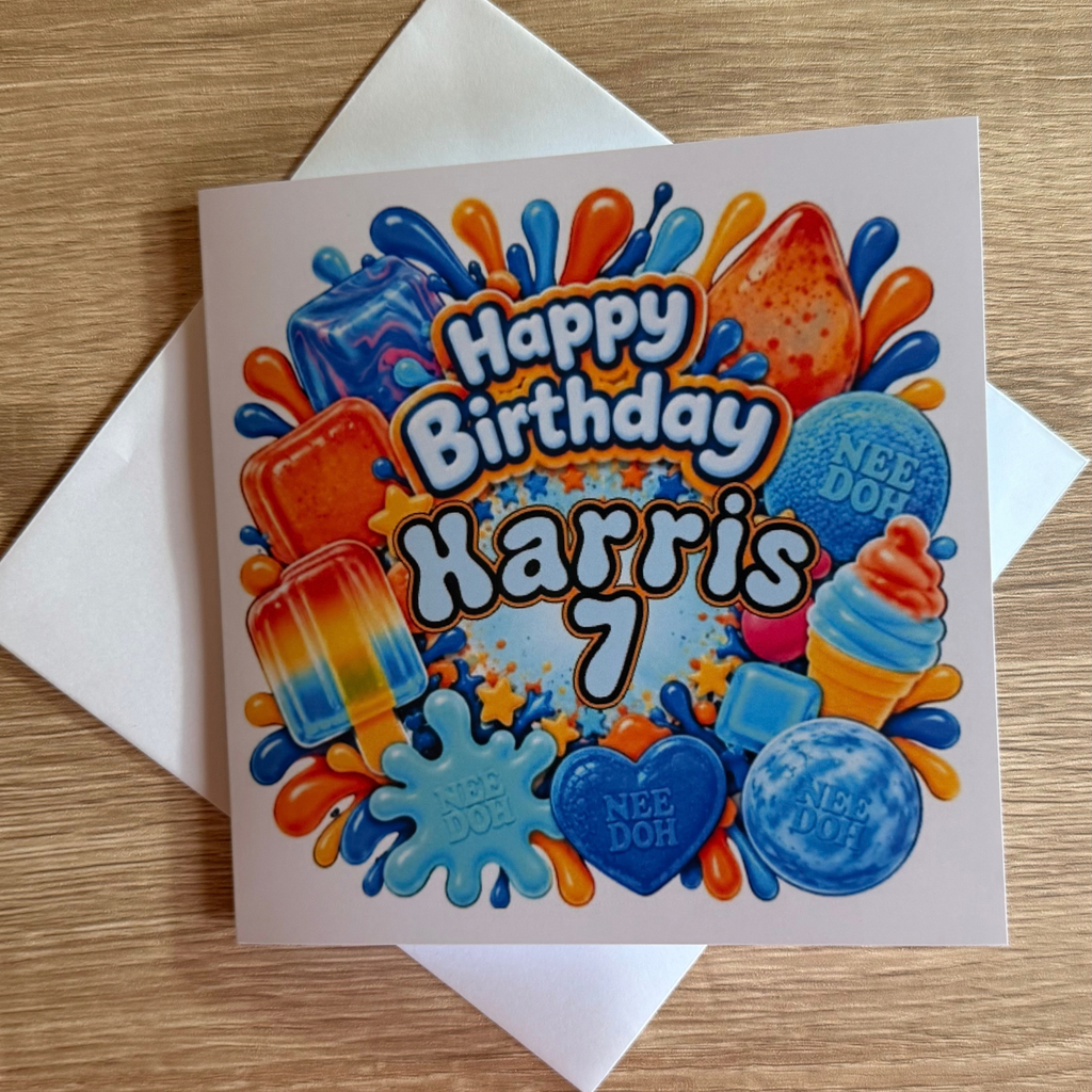 NeeDoh Inspired Personalised Birthday Card | Name & Age
