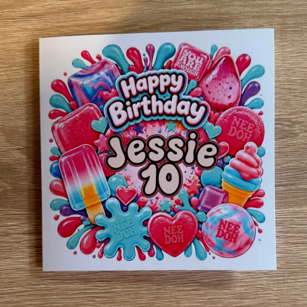 NeeDoh Inspired Personalised Birthday Card | Name & Age