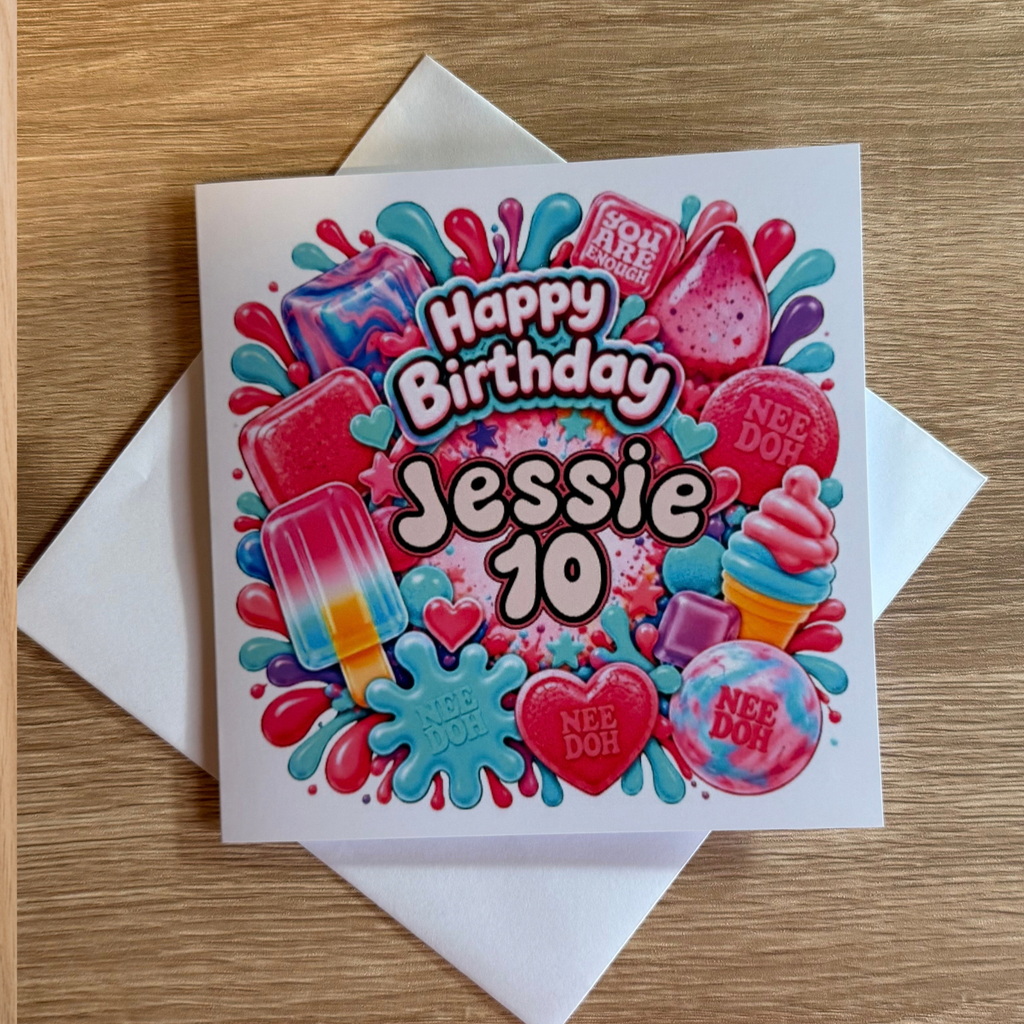 NeeDoh Inspired Personalised Birthday Card | Name & Age