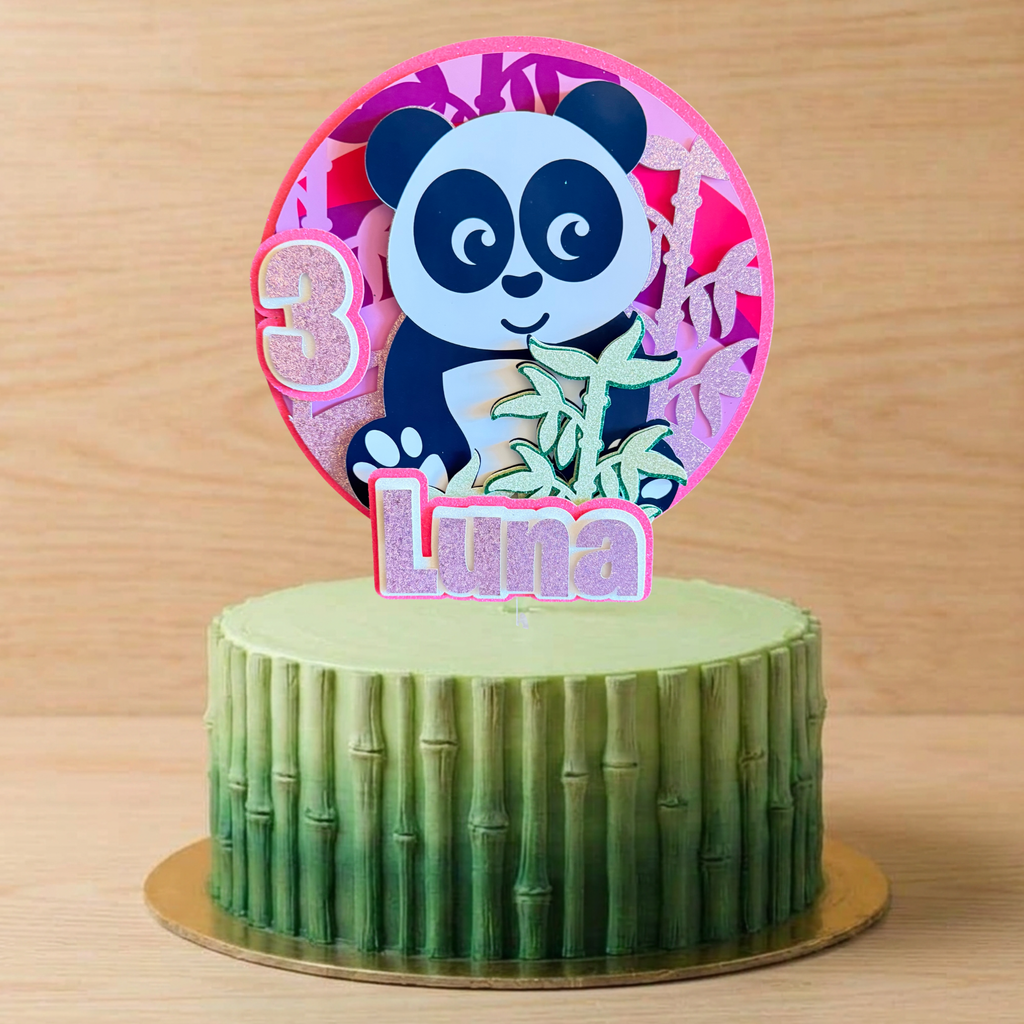 Panda Cake Topper – Personalised Custom Name & Age Birthday Decoration