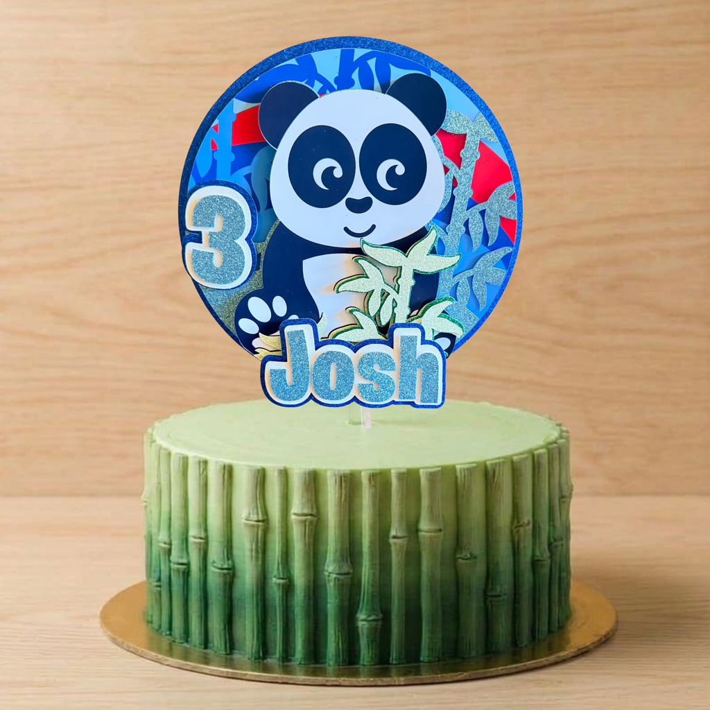 Panda Cake Topper – Personalised Custom Name & Age Birthday Decoration