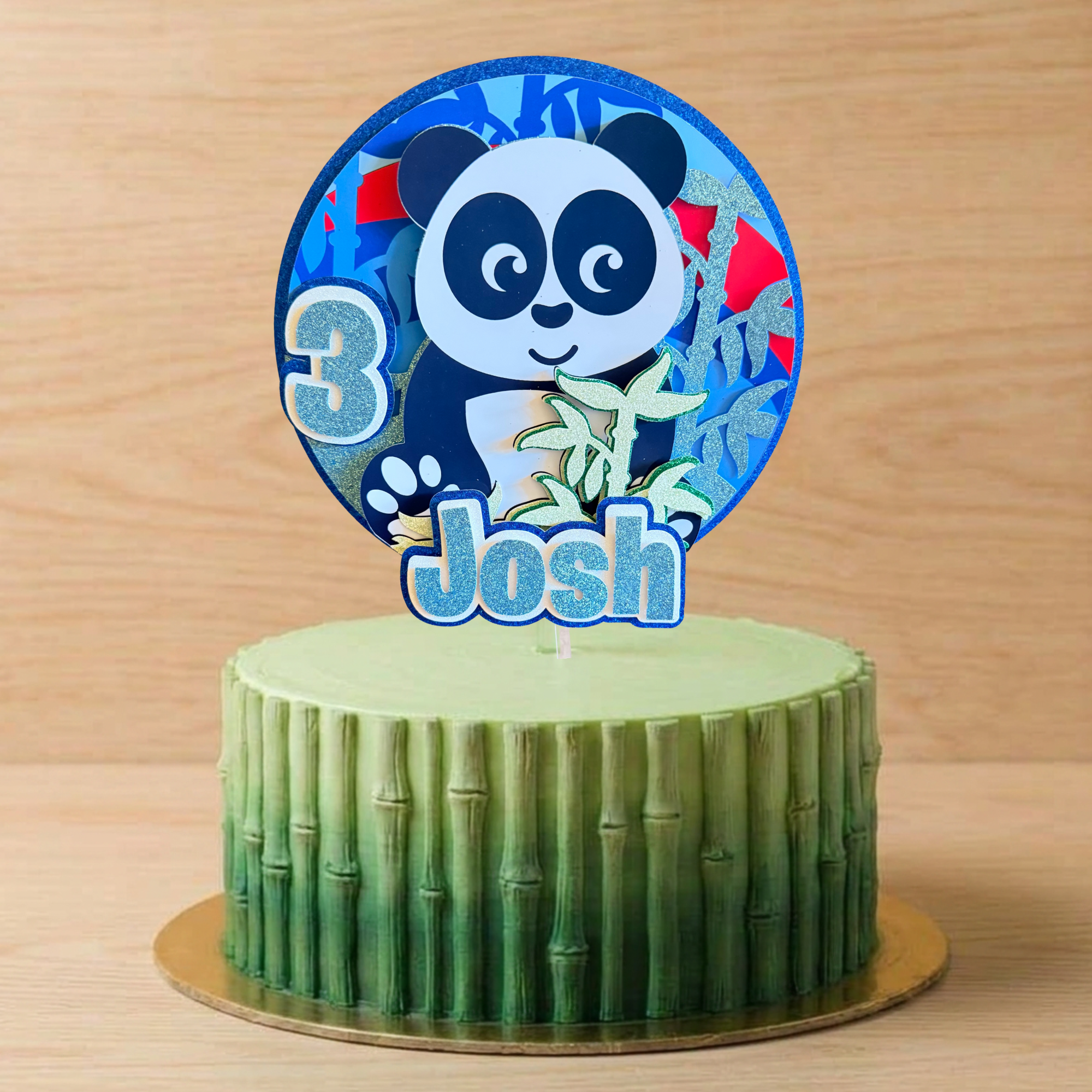 Panda Cake Topper – Personalised Custom Name & Age Birthday Decoration