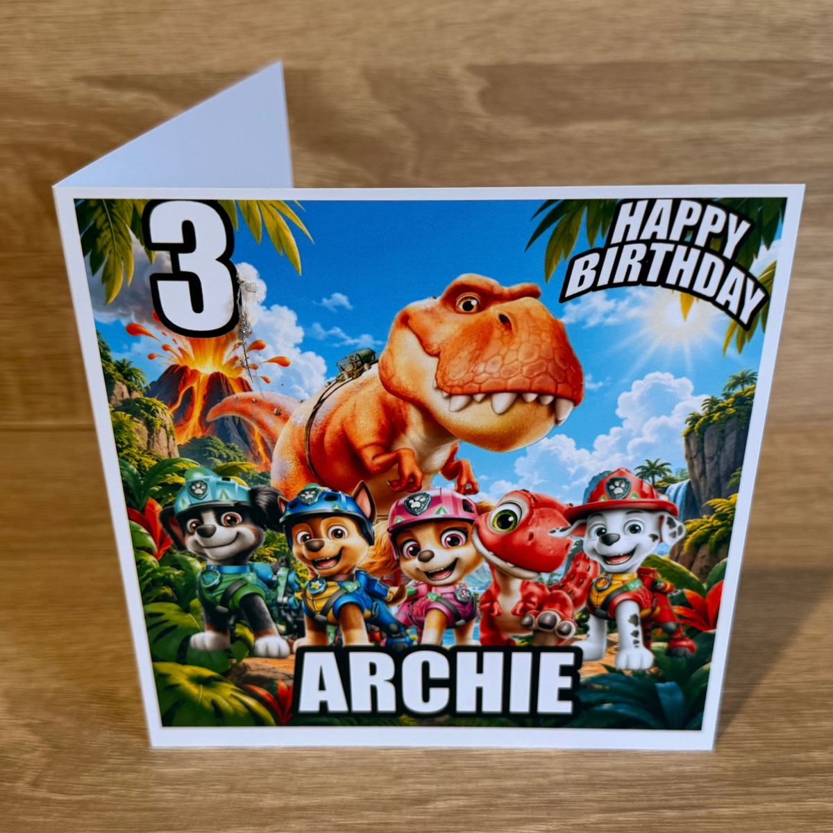 Paw Patrol Dino Personalised Birthday Card | Name & Age