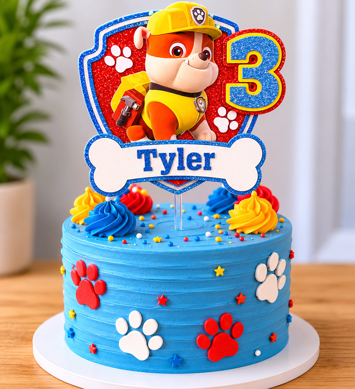 Paw Patrol Personalised Cake Topper | Custom Name & Age Birthday Decoration