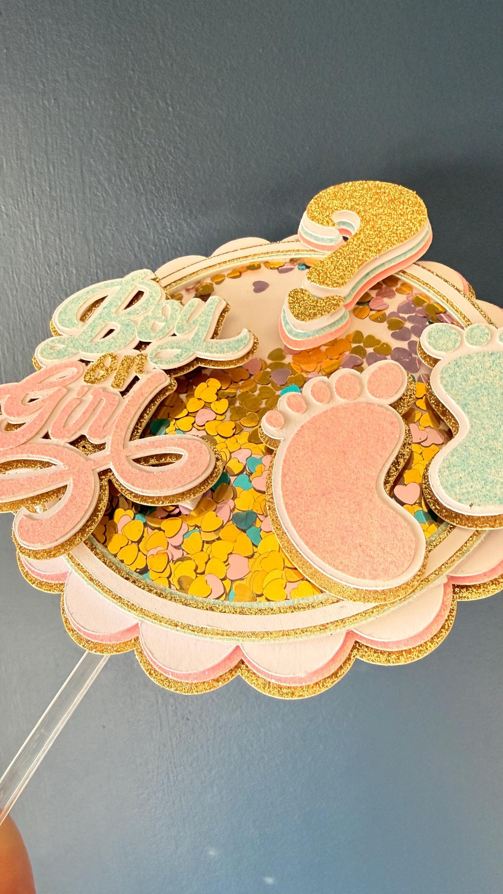 Gender Reveal Shaker Cake Topper | Boy or Girl Baby Shower Confetti Topper