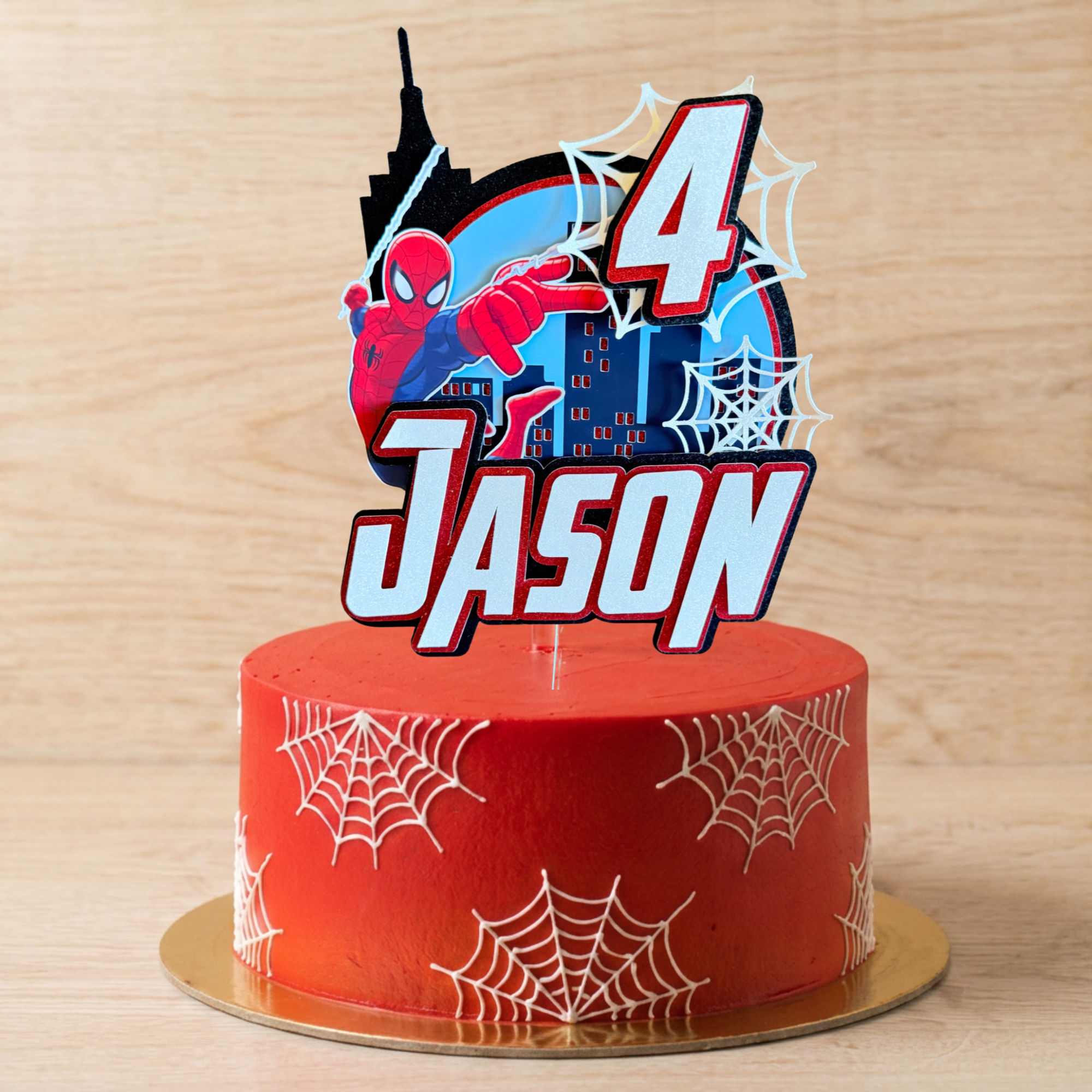 Spider-Man Action Cake Topper | Personalised Name & Age Birthday Decoration