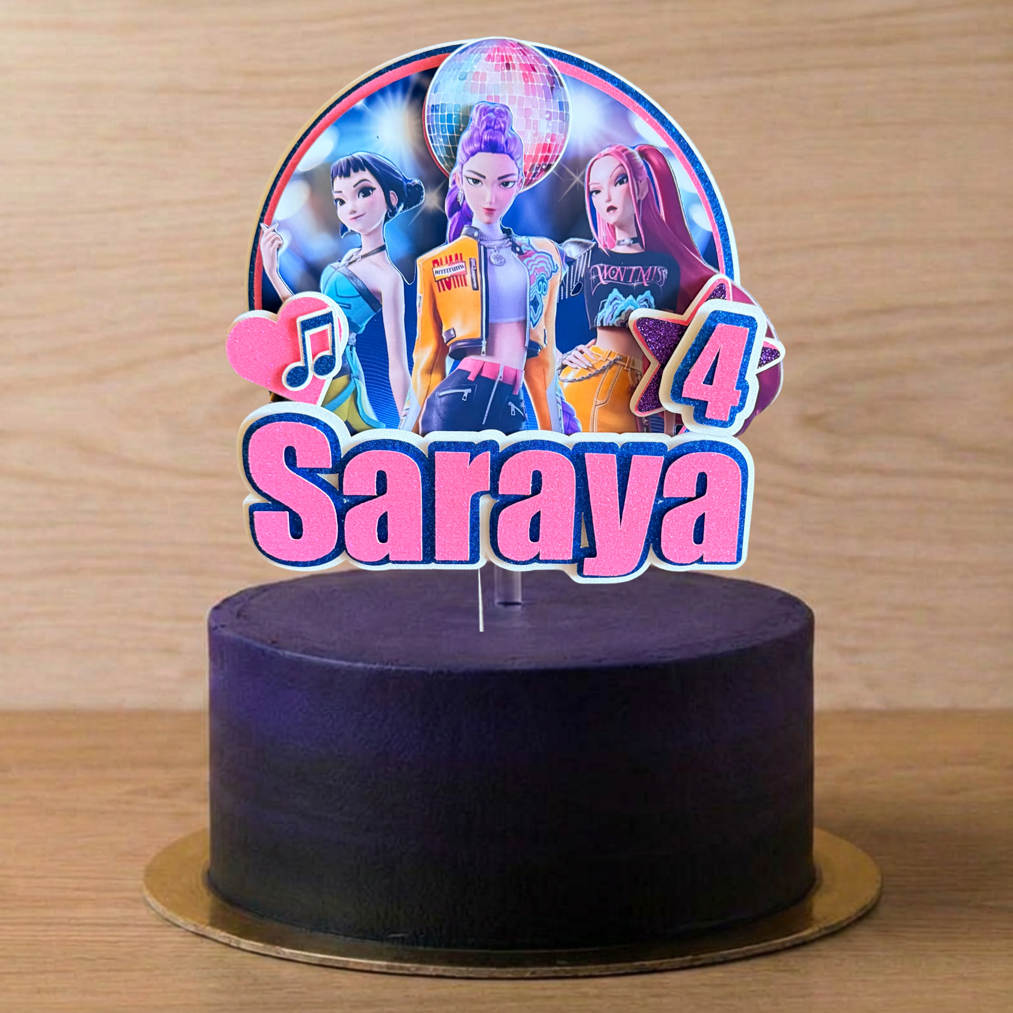 K-Pop Demon Hunters Inspired Cake Topper | Personalised Name & Age Birthday Decoration